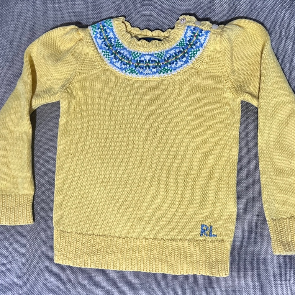 Girls Sweater with Embroidered Neckline Sz 5